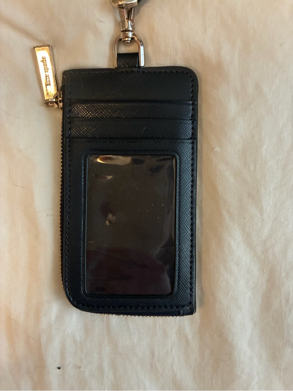 Kate Spade New York Apple Print Zip ID badge wallet lanyard - Picture 3 of 8
